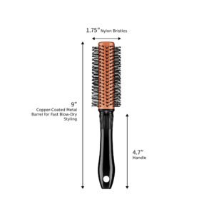 Quick Blow-dry Copper Nylon Round Hairbrush, Copper, 1ct