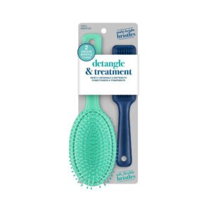 Detangle & Treatment Hair Brush Set, Assorted Colors, 2-Pieces